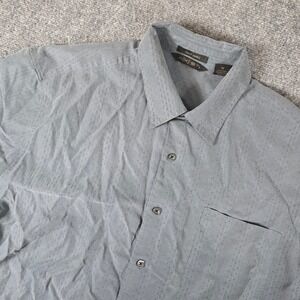 Axist Short Sleeve Casual Shirt Gray Dot Print Mens‎ XL Button Up Soft
